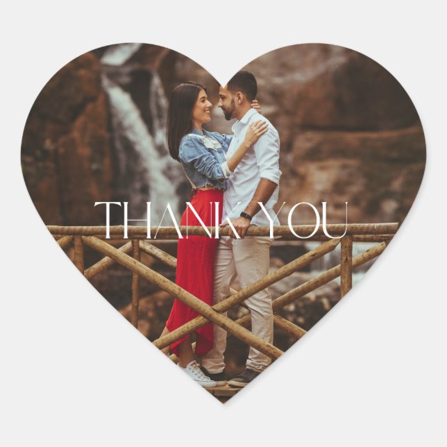 Elegant Photo Wedding Thank You Favor Stickers (Front)