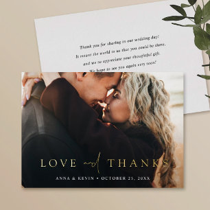 Elegant Photo Wedding Thank You Gold Foil Card