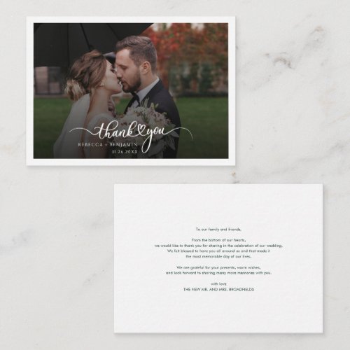 Elegant Photo Wedding Thank You Note Card