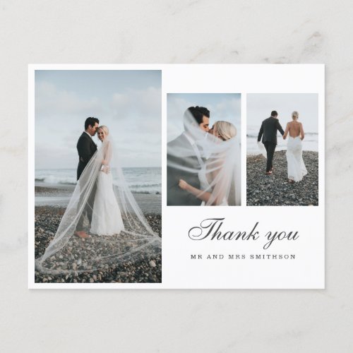 Elegant Photo Wedding Thank You Postcard