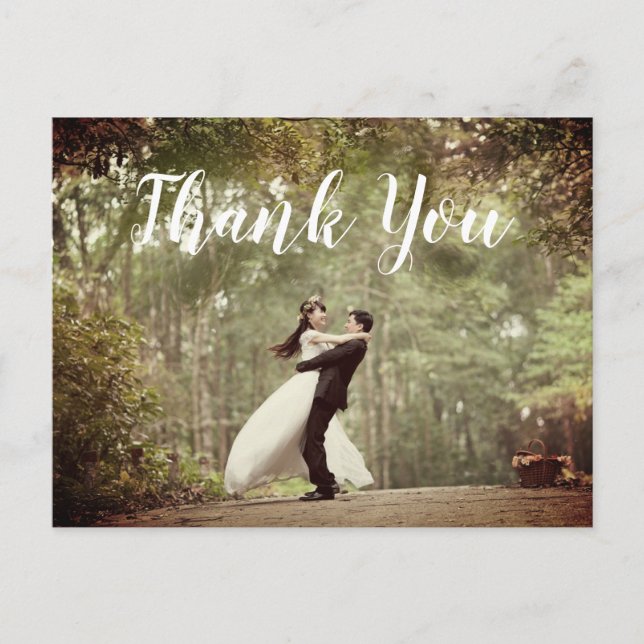 Elegant Photo Wedding Thank You Postcard (Front)