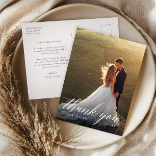 Elegant Photo Wedding Thank You  Postcard