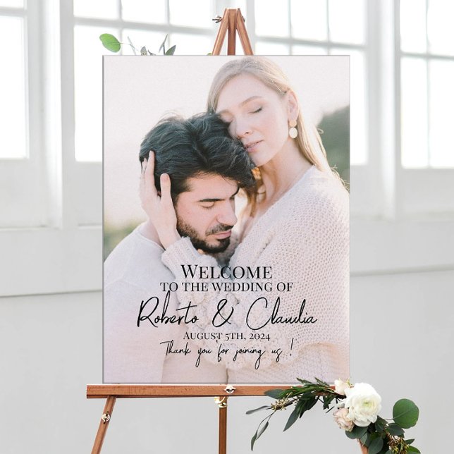 Elegant photo wedding welcome poster (Creator Uploaded)