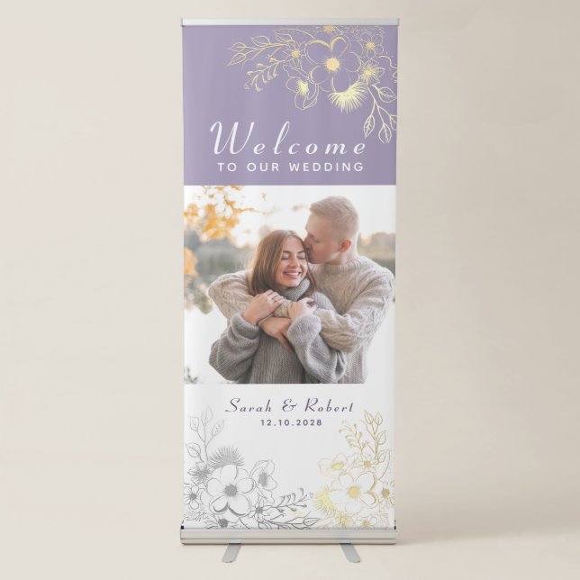 Elegant Photo Wedding Welcome Retractable Banner (Front)