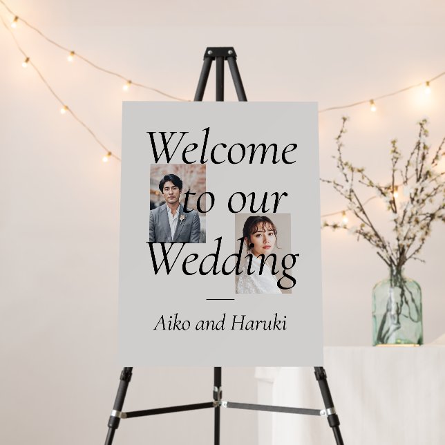 Elegant Photo Wedding Welcome Sign (In Situ (Stand))