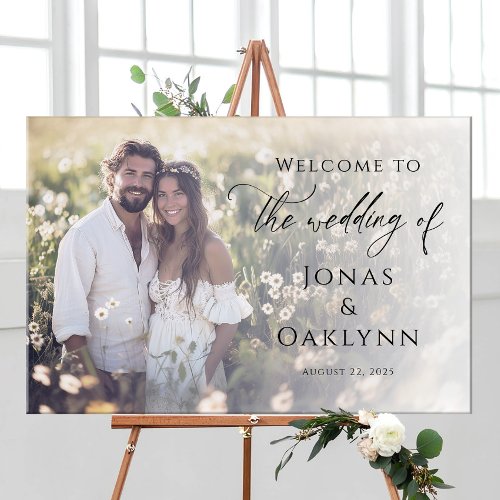 Elegant photo wedding welcome sign