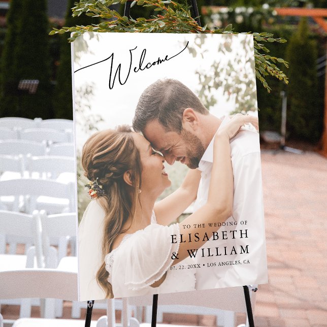 Elegant Photo Wedding Welcome Sign (Make a grand entrance and warmly welcome your guests with this elegant photo wedding sign!)