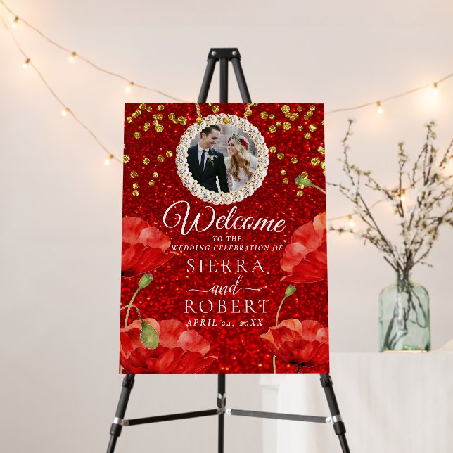 Elegant Photo Wedding Welcome Sign (In Situ (Stand))