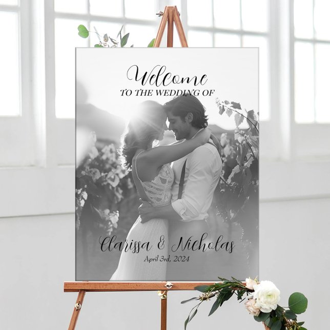 Elegant photo wedding welcome sign on canvas (Creator Uploaded)