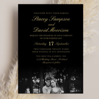 Elegant Photo Wedding With Real Gold Foil Invitation