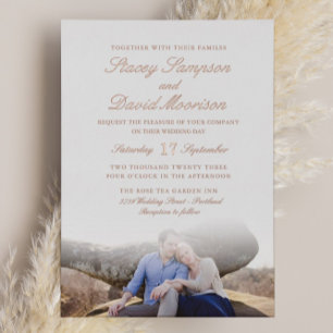 Elegant Photo Wedding With Real Rose Gold Foil Invitation