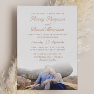 Elegant Photo Wedding With Real Rose Gold Foil Invitation