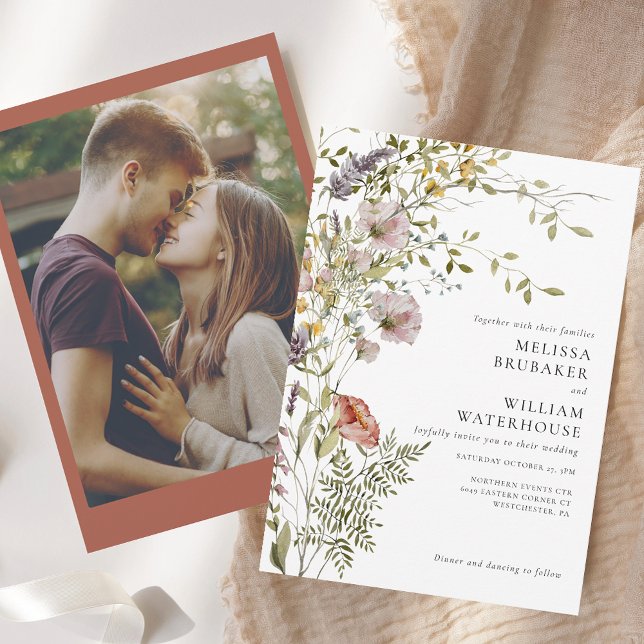 Elegant Photo Wildflower Boho Wedding Invitation (Elegant Photo Wildflower Boho Wedding Invitation)