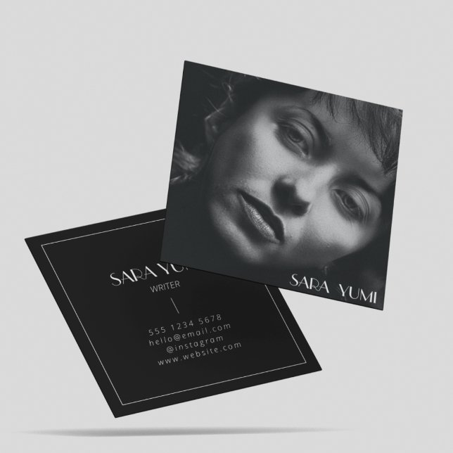Elegant Photo Writer Editor Author Typography  Square Business Card (Creator Uploaded)