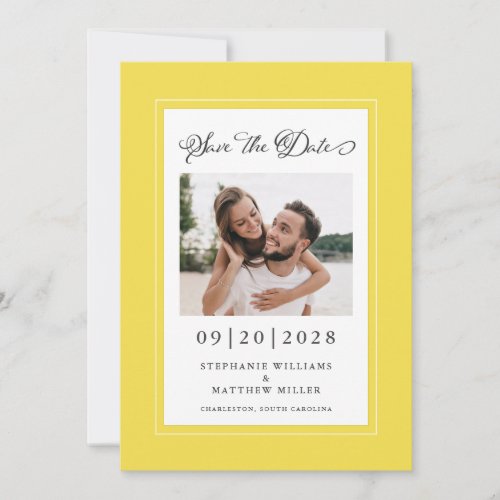 Elegant Photo Yellow  Save The Date Engagement