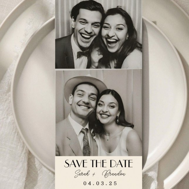 Elegant Photobooth Typography Qrcode Save the Date Invitation (Creator Uploaded)