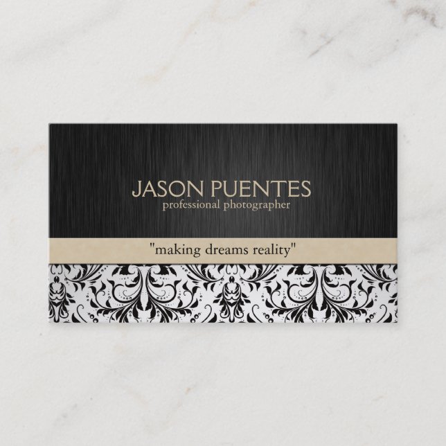 Elegant Photographer Damask Business cards (Front)