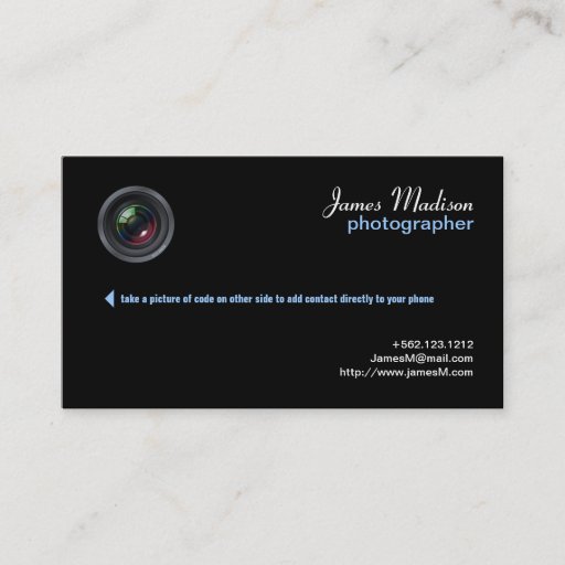 Customizable Elegant Photography Business Card w/ QR Code II