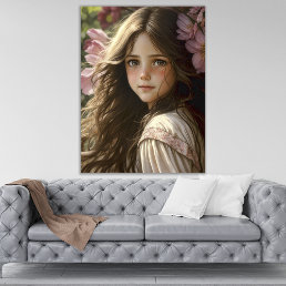 Elegant Photorealistic Girl Portrait AI Generated  Poster