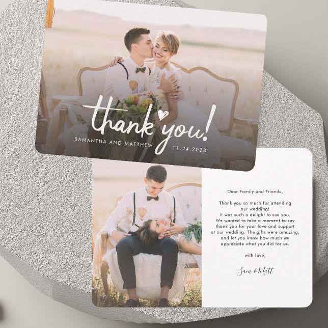 Elegant Photos Handwritten Wedding Thank You Note Card (Elegant Photos Handwritten Wedding Thank You Note Card)