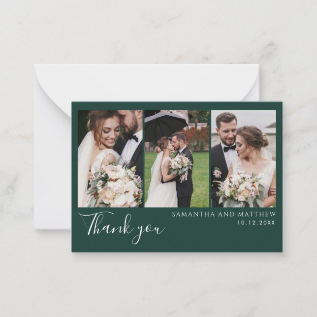 Elegant Photos Modern Wedding Thank You Note Card (Front)