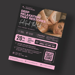 Elegant Physical Therapist Wellness Spa Pink Black Flyer
