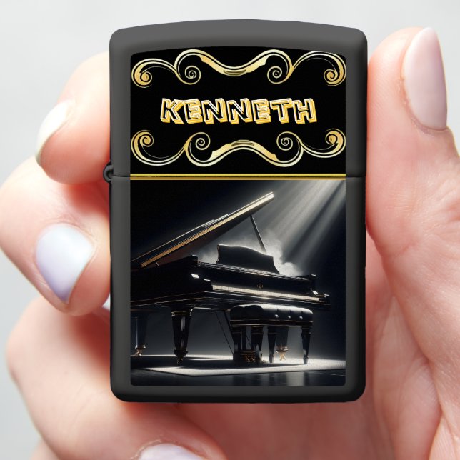 Elegant Piano Design on Black Lighter (In Hand)
