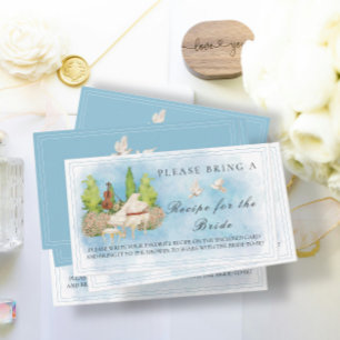 Elegant Piano Doves Bridal Shower Recipe Request Enclosure Card