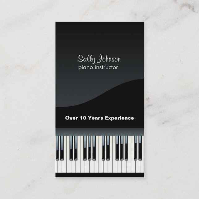 Elegant  Piano Instructor Business Card (Front)