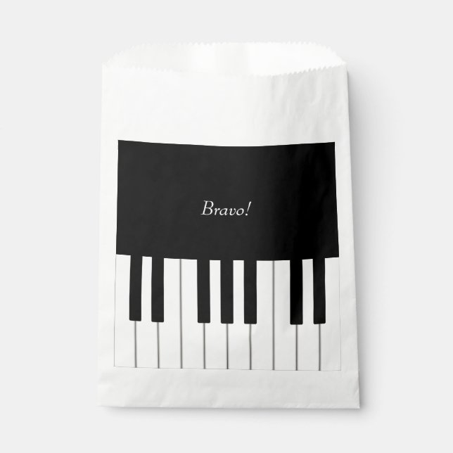Elegant Piano Keyboard Custom Name & Message Favor Bag (Front)