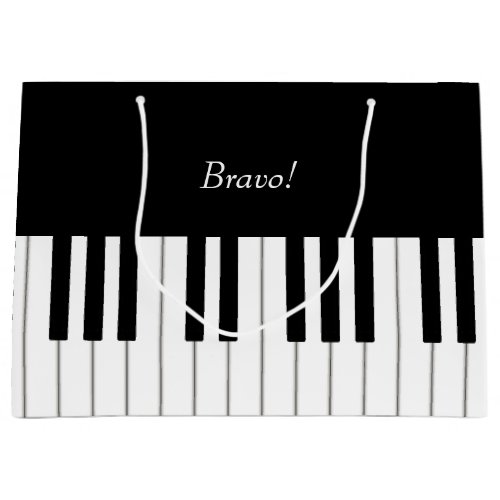 Elegant Piano Keyboard Custom Name  Message Large Gift Bag