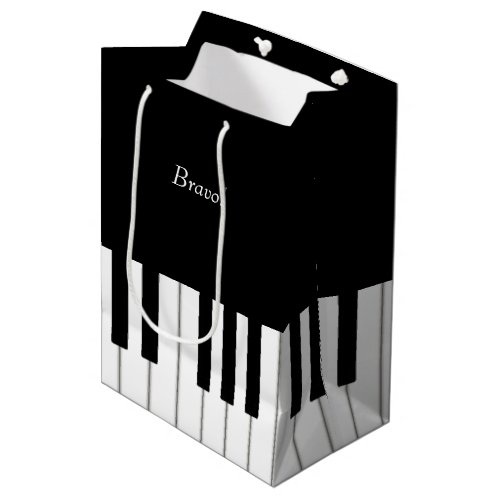 Elegant Piano Keyboard Custom Name  Message Medium Gift Bag