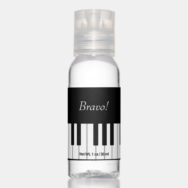 Elegant Piano Keyboard Custom Name & Message Music Hand Sanitizer (Front)