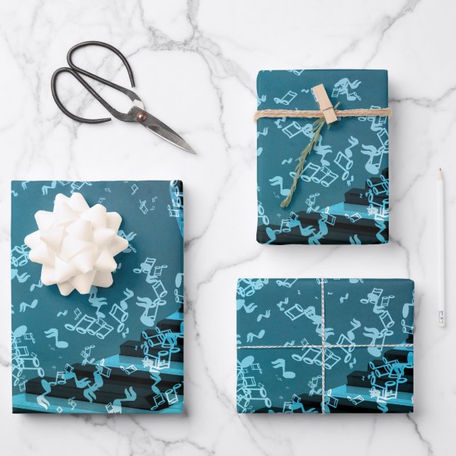 Elegant Piano Keys Music Instrument Theme Wrapping Paper Sheets (Front)