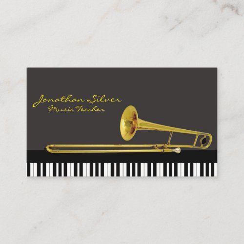 Elegant Piano Keys  Trombone Music Business Card