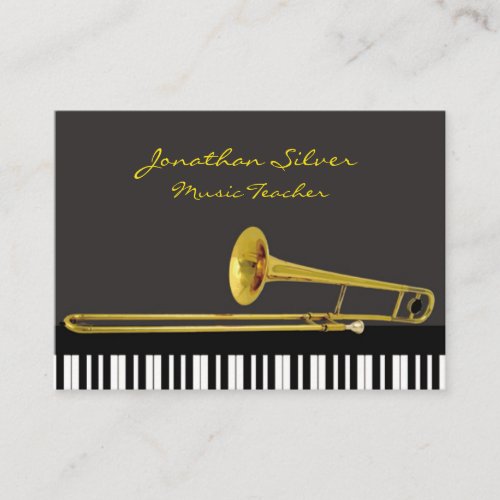 Elegant Piano Keys  Trombone Music Teacher Business Card