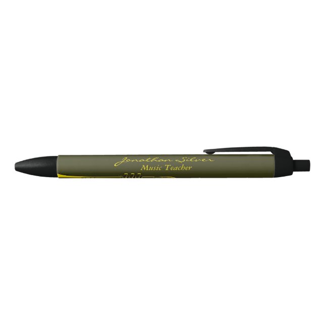 Elegant Piano Keys & Trumpet Music Teacher Pen (Top)