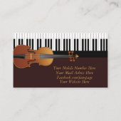 Elegant Piano Keys & Violin Music Business Card (Back)