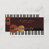 Elegant Piano Keys & Violin Music Business Card (Front/Back)