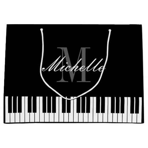 Elegant piano keys xmas gift bags with custom name