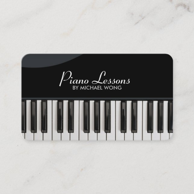 Elegant Piano Lessons Business Card (Front)