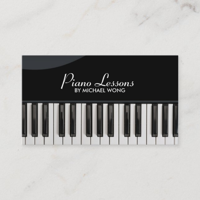 Elegant Piano Lessons Business Card (Front)