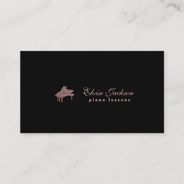 elegant piano lessons design business card (Front)