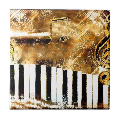 Elegant Piano Music  Notes Ceramic Tile