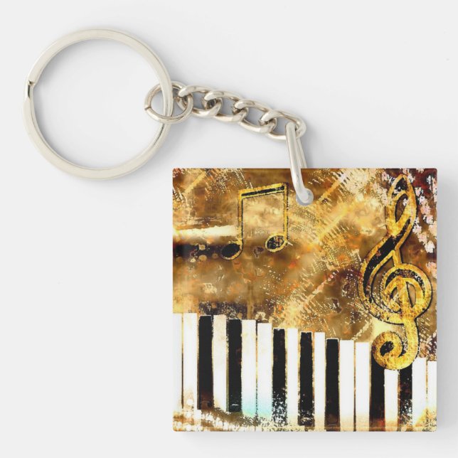 Elegant Piano Music & Notes Keychain (Front)
