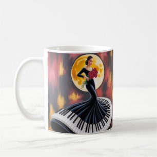 Elegant Piano Music Woman Art Design Coffee Mug