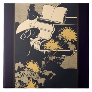 Elegant Piano Player Ceramic Tile