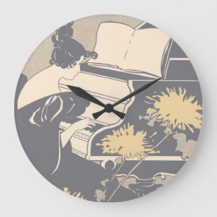 Elegant Piano Player Large Clock