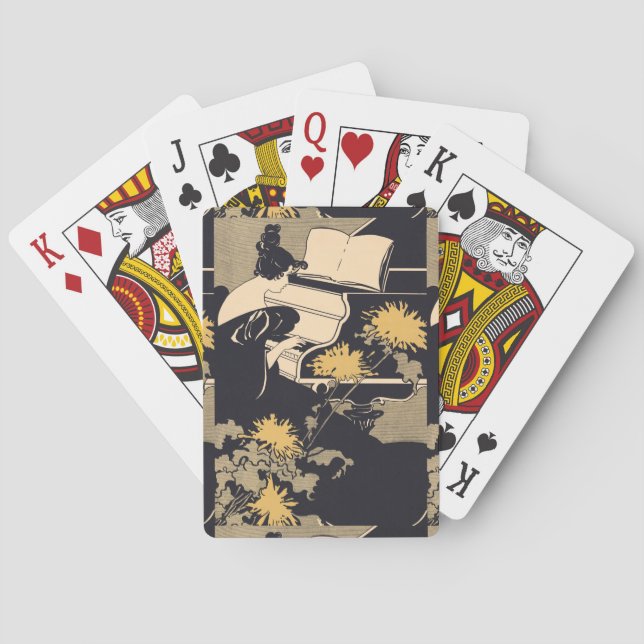 Elegant Piano Player Poker Cards (Back)
