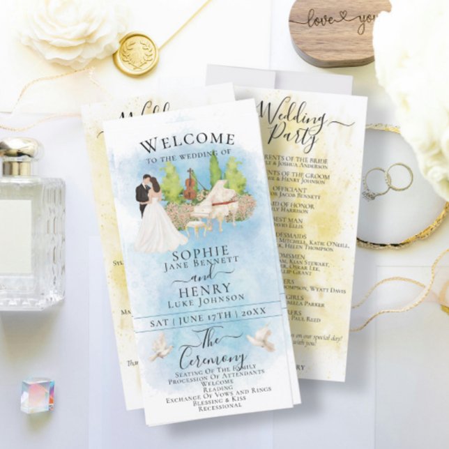 Elegant Piano |Violin Doves Luxury Wedding Program (Creator Uploaded)